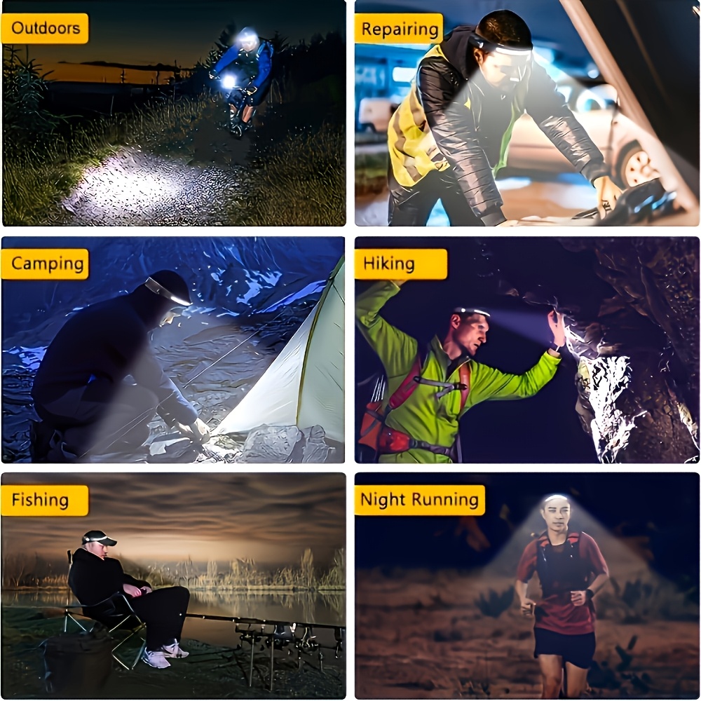 Rechargeable Motion-Sensor Wide-Beam Headlamp with 5 Modes
