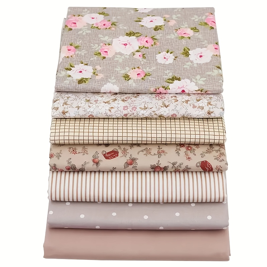 TEMU Set Of 7 Pre-cut Cotton Fabric Squares With Patterns, Perfect For Sewing, Quilting, , And Home Decoration Projects