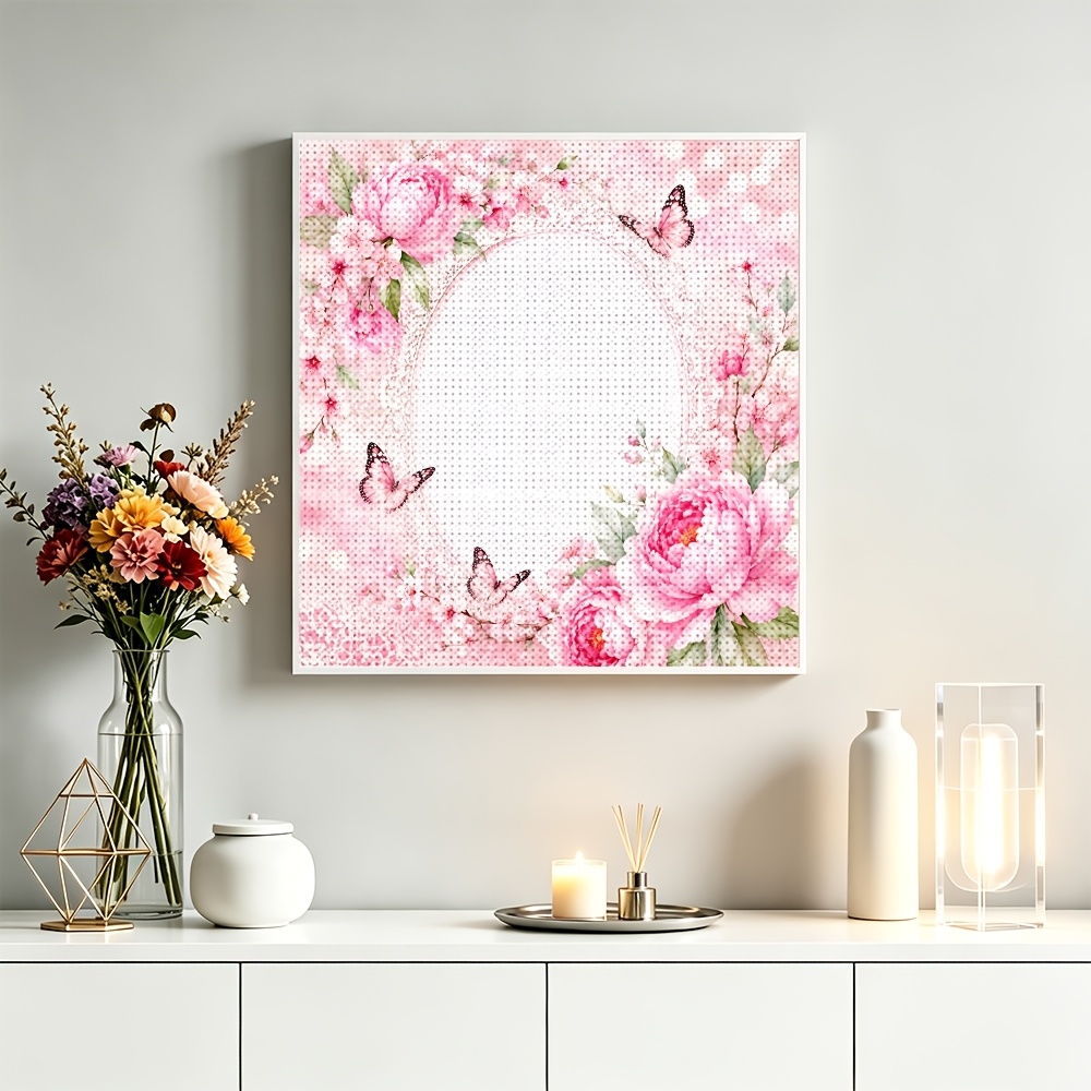 TEMU 2d Flat & Floral Diamond Painting Frame With Raised Contour Drills - Round Suitable For Room Decor, Graduation Gifts, Housewarming, Photo