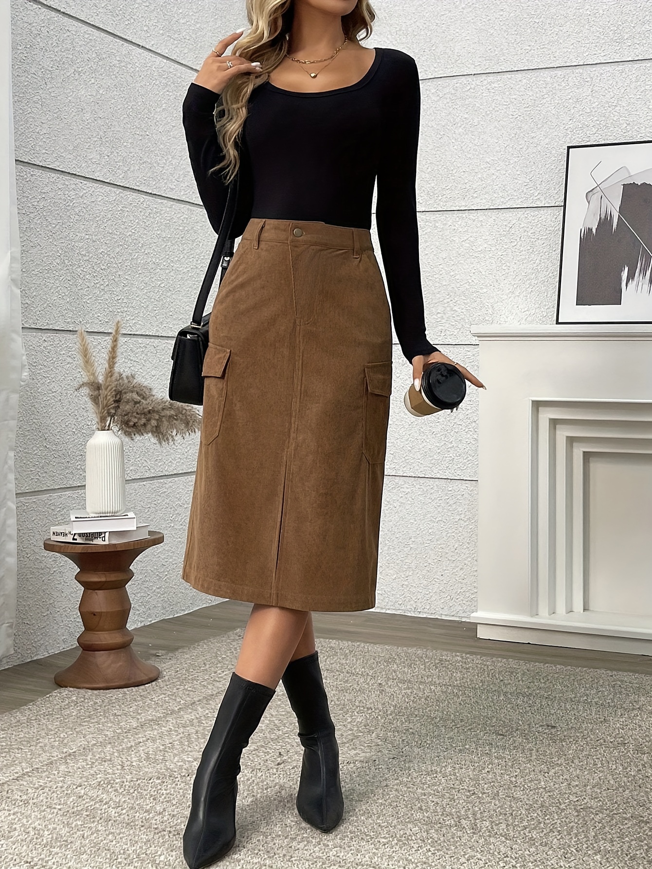 womens long sleeve pleated skirt set Temu United Kingdom