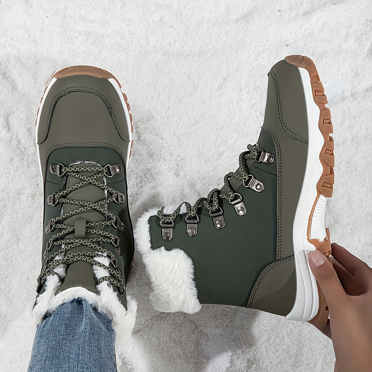 womens winter warm plush snow boots with anti slip tpr sole suitable for outdoor round toe upper soft inner for   traction cozy weather footwear for daily use activities Product details 9