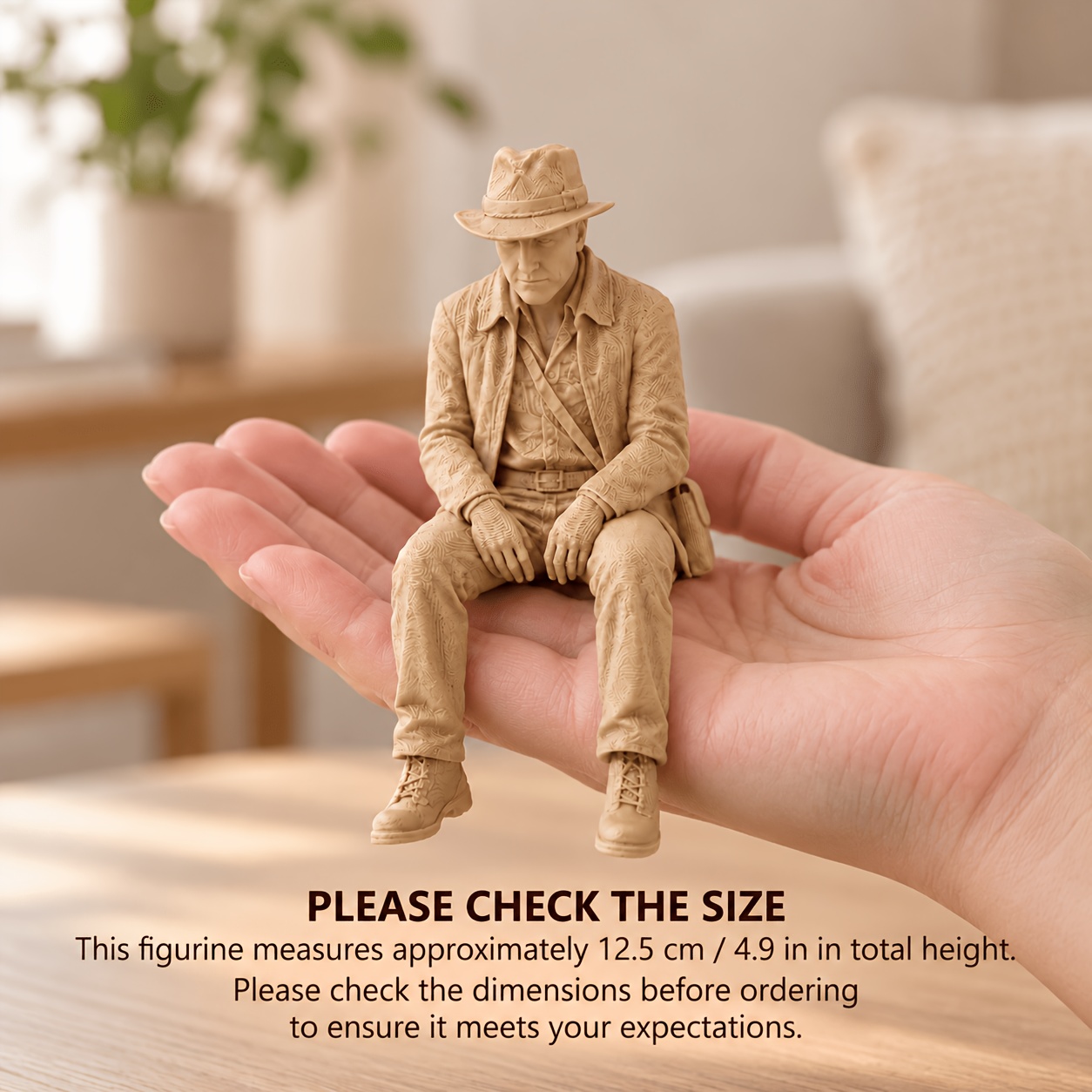 TEMU Statua da scrivania in stile esploratore beige , vintage da bordo scrivania a tema , che rappresenta una postura seduta e , scelta per i bordi