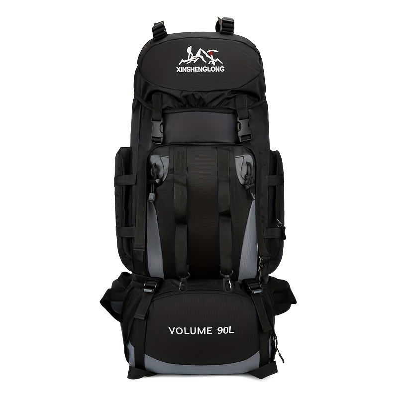 E-shop 90 Liter Rucksack mit großem Fassungsvermögen im Webbing-Stil, Unisex Outdoor Wanderrucksack für Reisen