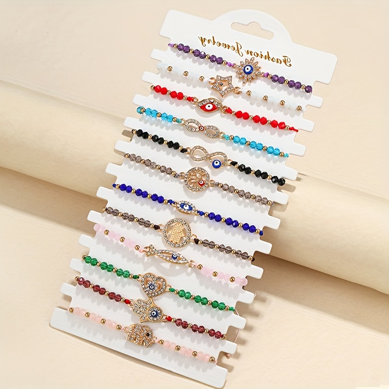 

12pc Hip Hop Style Colorful Rope Braided Bracelet Set Adjustable Hand Rope Jewelry Decoration