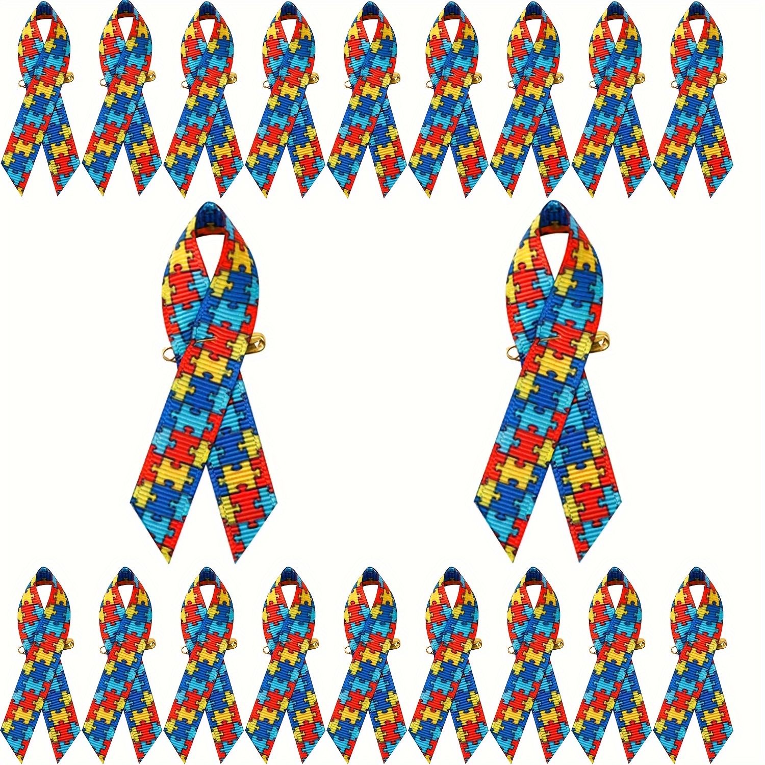20pcs autism awareness ribbons with safety pins party favors