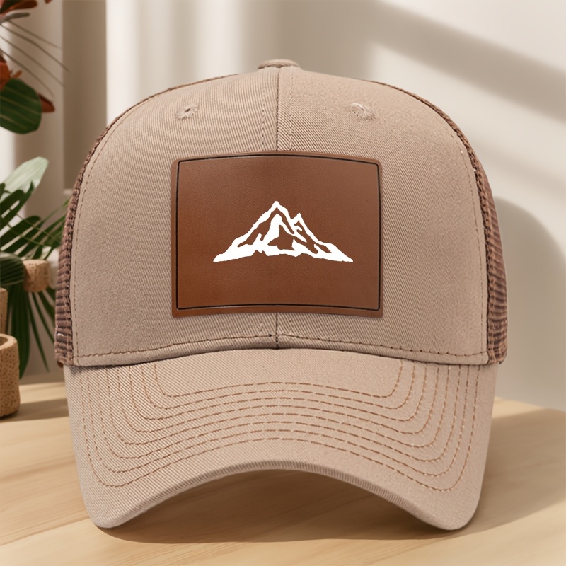 TEMU Mountain Print Printed Baseball Cap, Spring/summer Hard Top Mesh Breathable Sweat-wicking Snapback Cap, Outdoor Casual Sports Vacation Camping