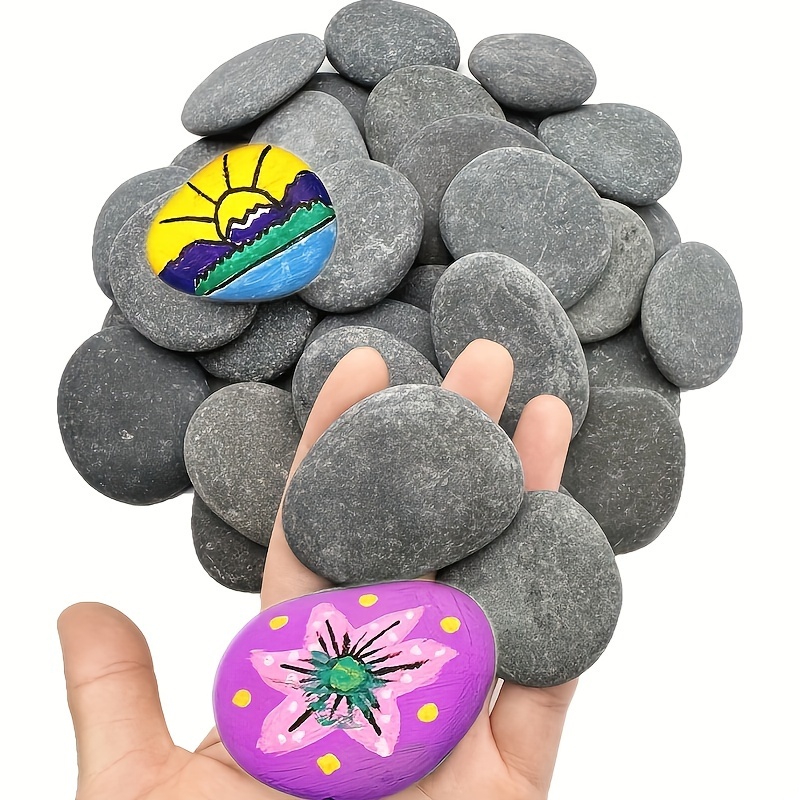 

16-piece Natural River Stones For Painting - Smooth Flat Rocks, Assorted Sizes 0.4-2.36in, Ideal For Art & Crafts Decor