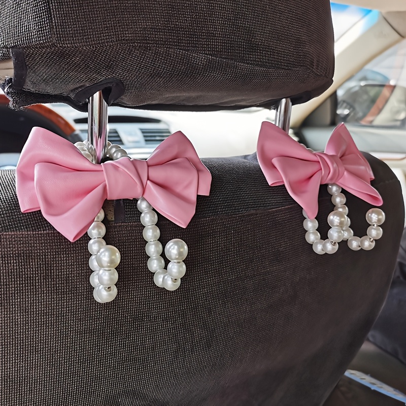 TEMU 2pcs With Creative , Luxury Beaded Rear Seat Back Hooks For Women, Multi-functional Car Seat Back Hooks