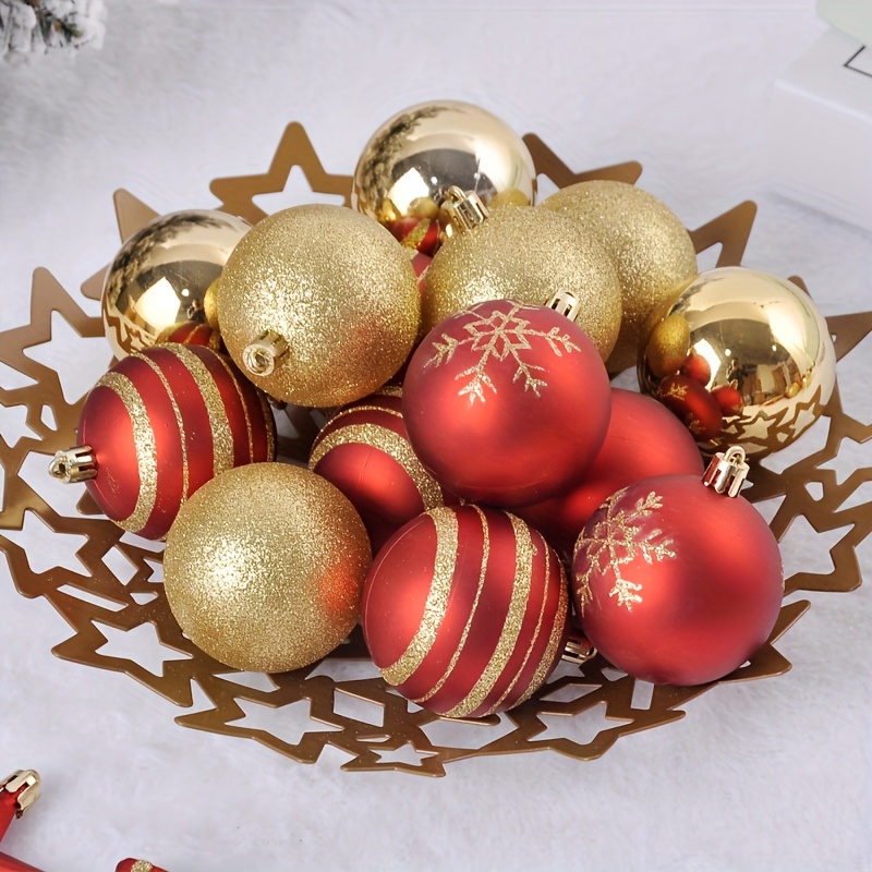 Set of 88pcs Red And Golden Christmas Ornaments, Holiday Painted Hanging Decorations, Christmas Tree Hanging Tree Top Shaped Ornaments, Suitable for Christmas Decoration, Christmas Ball Decoration