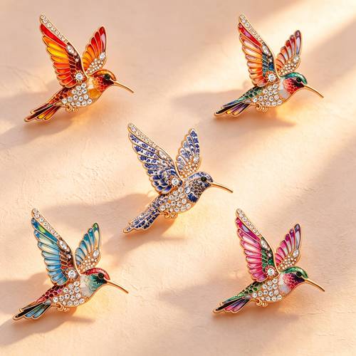 multi color hummingbird enamel brooch exquisite and elegant style daily outfit accent suitable for commuting banquet style matching gift for best friend