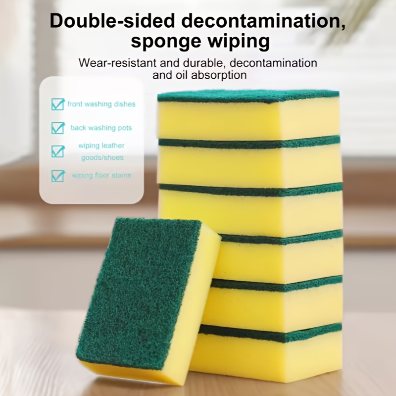 50pcs Multi-Purpose Kitchen Sponges - Non-Stick, Oil Resistant Dual-Sided Cleaning Pads with Right Angle Design for Dishes, Cookware and Household Surfaces