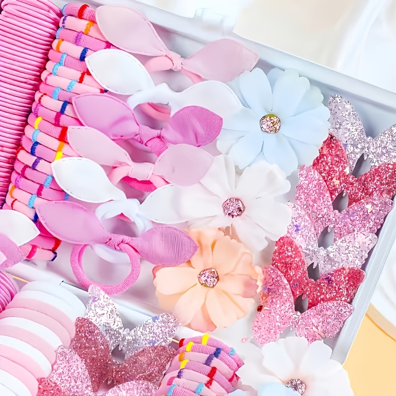 180pcs Random Pink Butterfly Hair Accessory Set