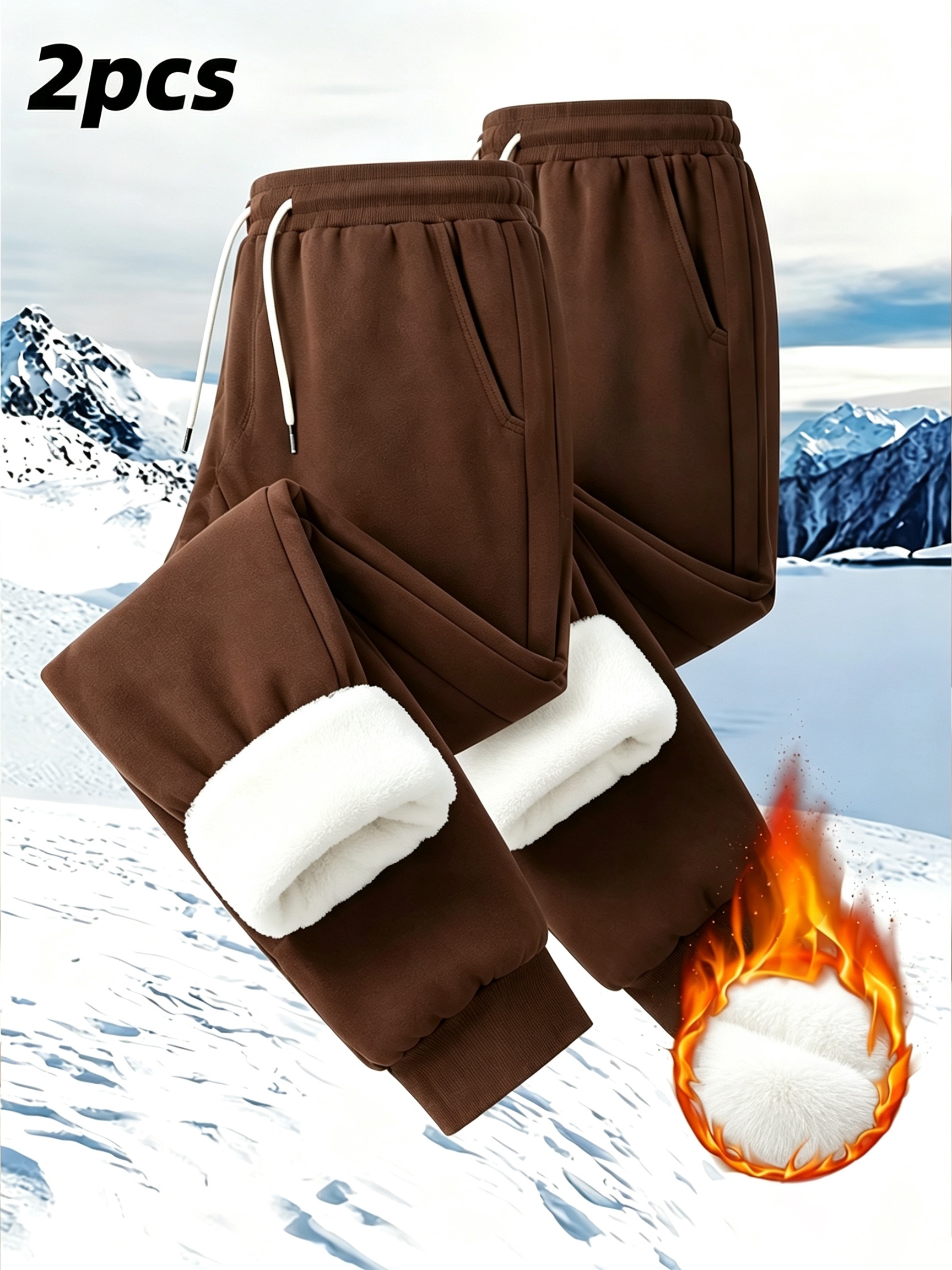 womens winter thickened jogger sweatpants 2pcs high waist drawstring elastic side pockets warm tapered pants soft friendly loose casual trousers   versatile for     outdoor home