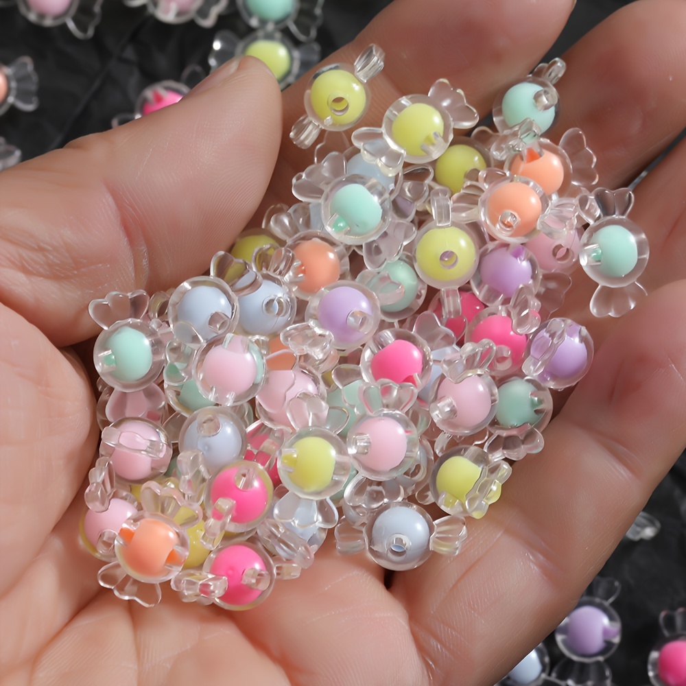 

100pcs Translucent Candy-shape Acrylic Beads For Diy Bracelets Necklaces Keychains Making