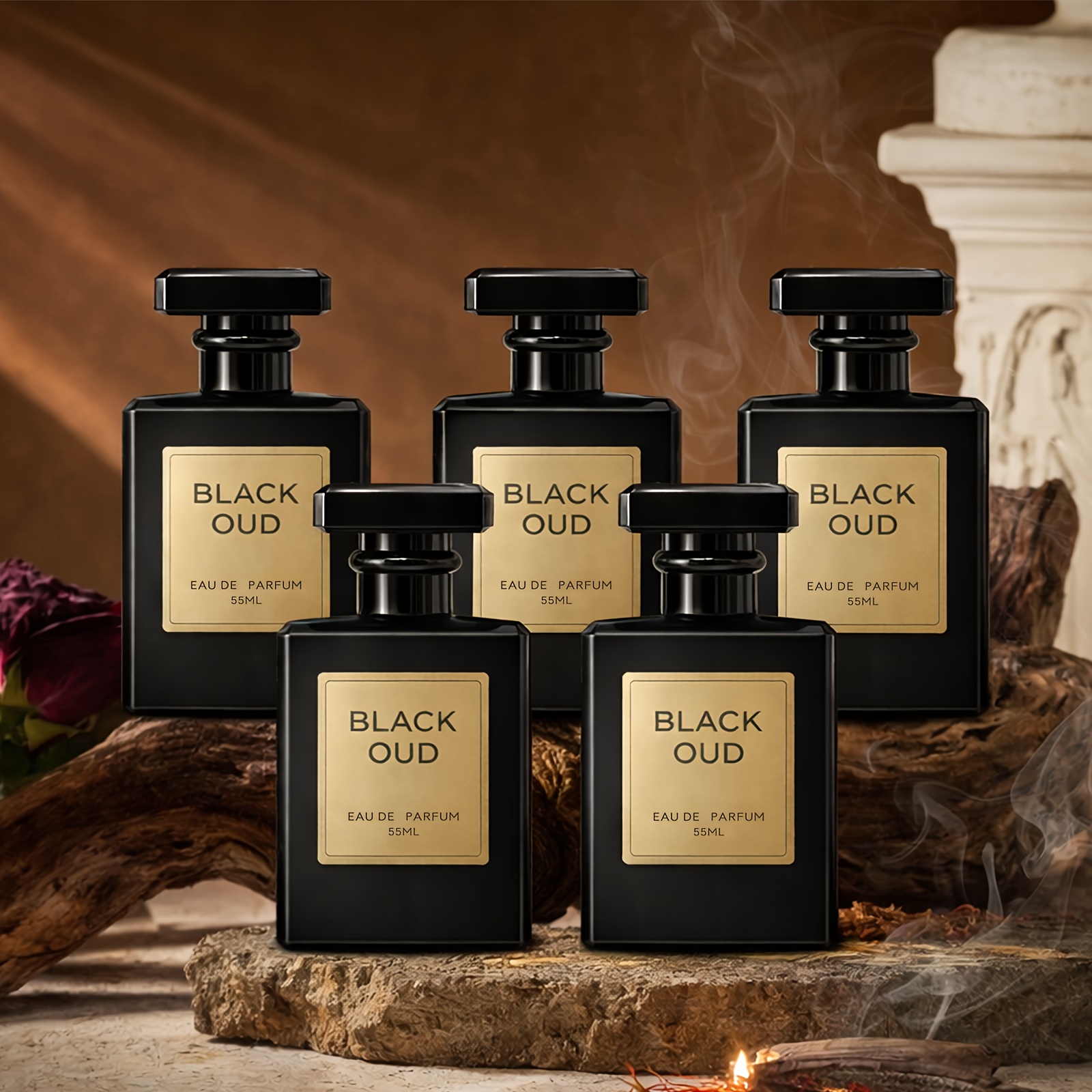 Image of 5-bottle Set Of Agarwood Oud Sandalwood Amber Perfume, Deep, Warm & For Daily & Business Dates, Long-lasting, Scented Gift Box, Birthday, Christmas & Holiday Gift