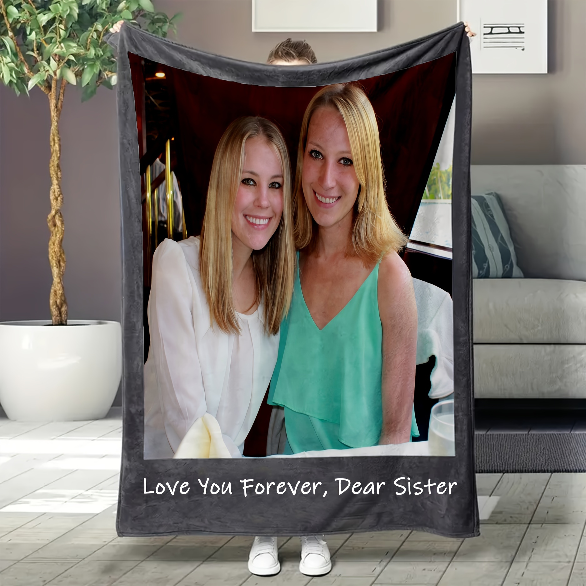 

Custom Photo Nap Blanket For Sisters & - Soft, Warm Flannel Throw For All - Home, Office, Travel & Camping - Hypoallergenic, Machine Washable