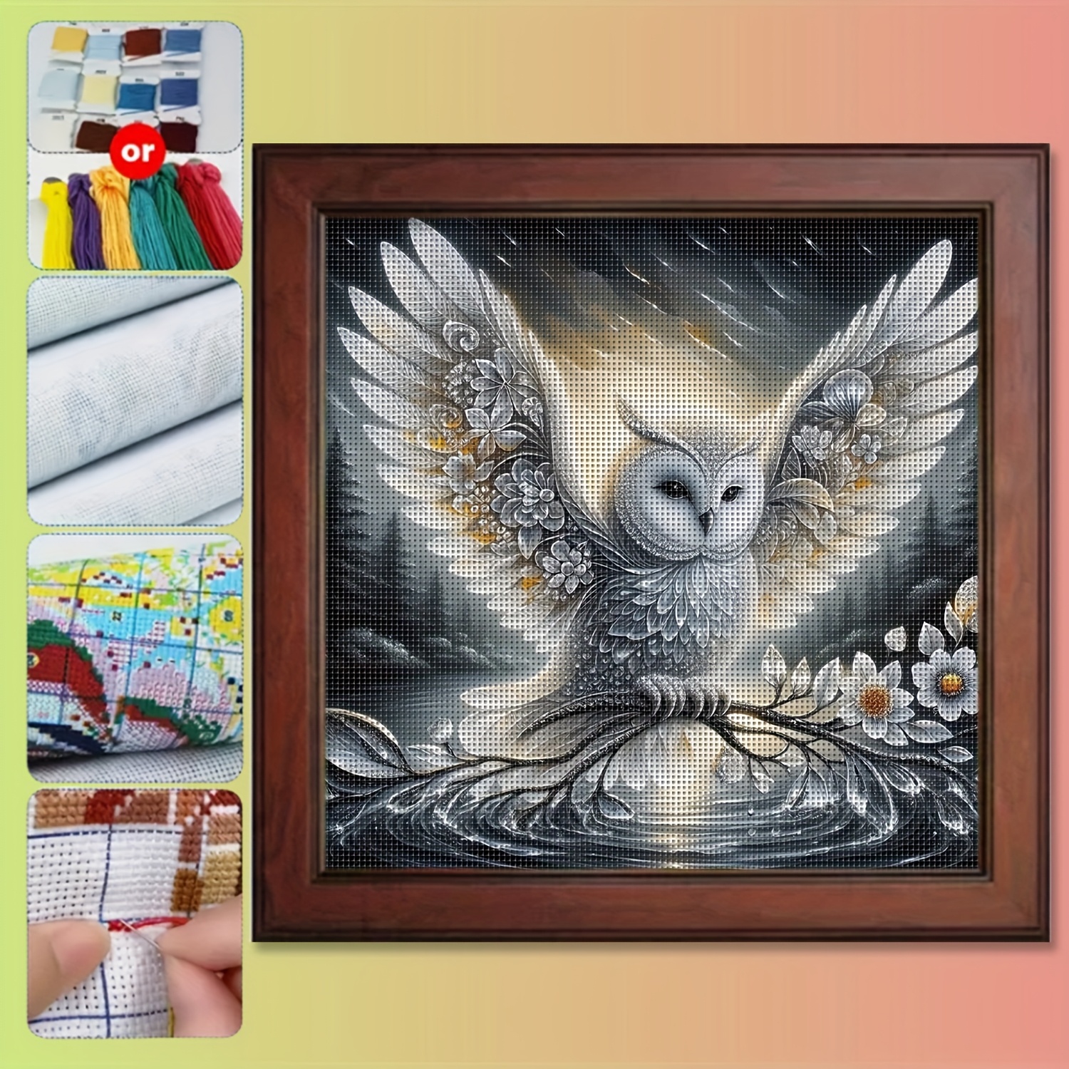 Owl Theme Cross Stitch Painting Kit, DIY High-Quality Needlework Embroidery