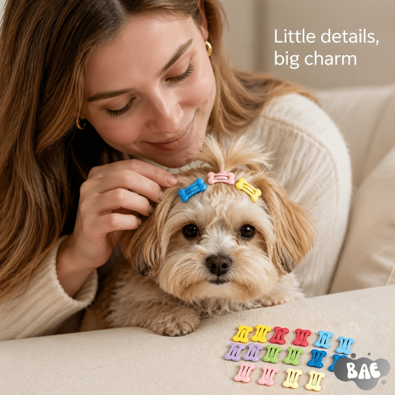 cute   hair clip colorful bone hair clip pet hair accessory pet puppy kitten hair clip puppy pet grooming jewelry fashion bone shaped small pet hair clip random color Product details 0