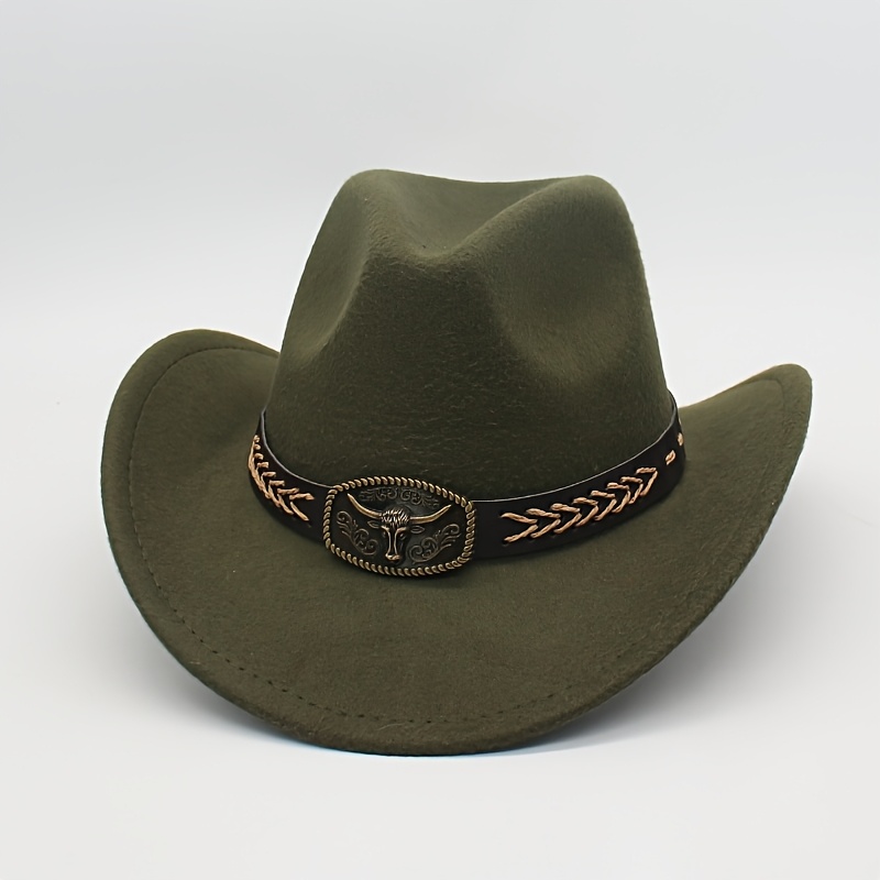 TEMU Wide-brimmed Cowboy Hat In Western Style, Suitable For Men And Women, Featuring A Belt With A Decoration, Perfect For Western-themed Events