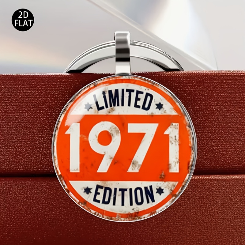 E-shop 2D Flach 1971 Edition Muster Rundlicher Schlüsselanhänger | Hergestellt aus Zinklegierung, dieses trendige - und Auto-Zubehör ist eine Wahl für