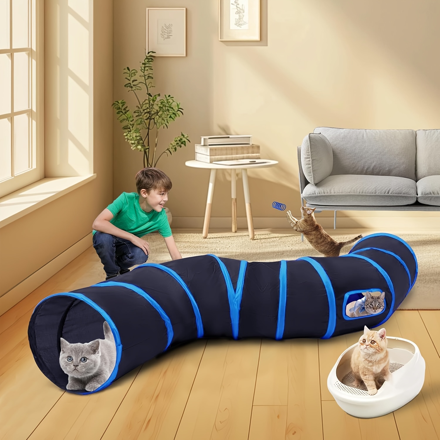 Cat Tunnels with Cube Tent Toys Combo for Indoor Play