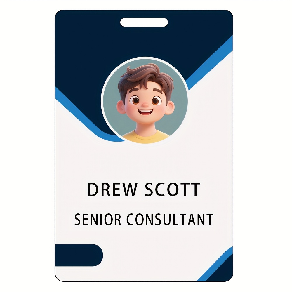TEMU A Customized Employee Id Card With Printing On Sides, Featuring Personalized Text, Name, Photo, Logo, And Barcode, Suitable For Office Workers,