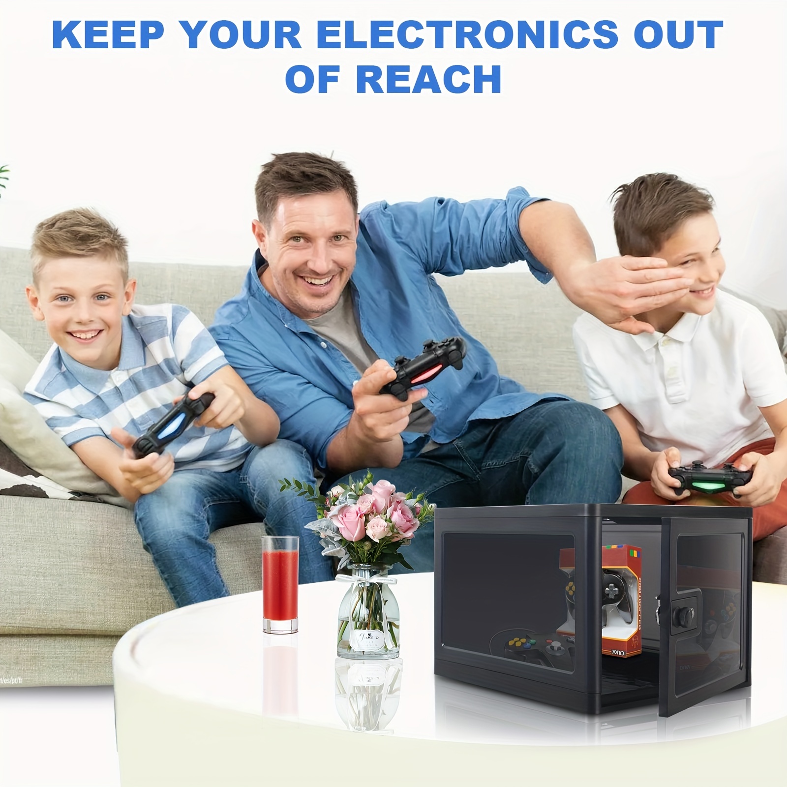 Large Clear Lockable Storage Box - Foldable, Multi-functional Organizer for Tech and Home Safety, Medicine Lock Box with Secure Combination, Tablet Phone Jail Lock Bin, Electronic Products, Medicine Storage, Storage Bins for Home Organization