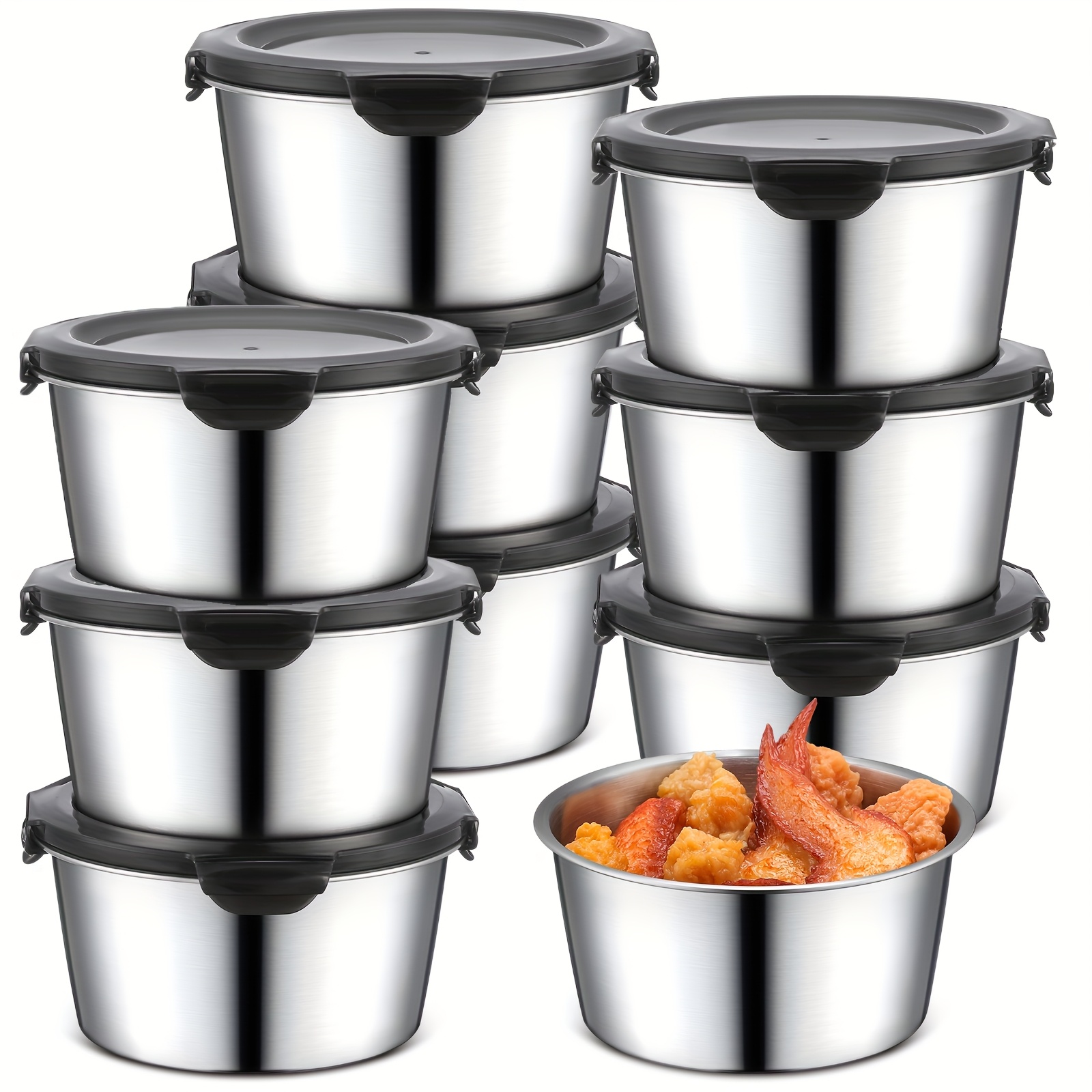 10pcs stainless steel food storage containers with airtight lids 600ml microwave freezer safe dishwasher friendly bento boxes for meal prep and snacks Product details 1