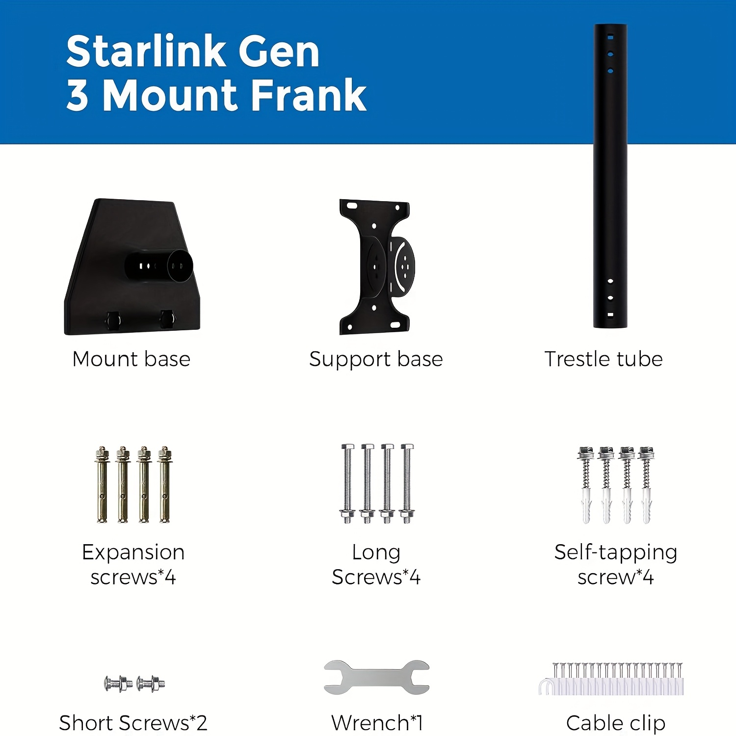 Support mural compatible Starlink Gen 3 - support Starlink V3 - support mural long - compatible support pour poteau - tuyau ajustable étanche pour toit