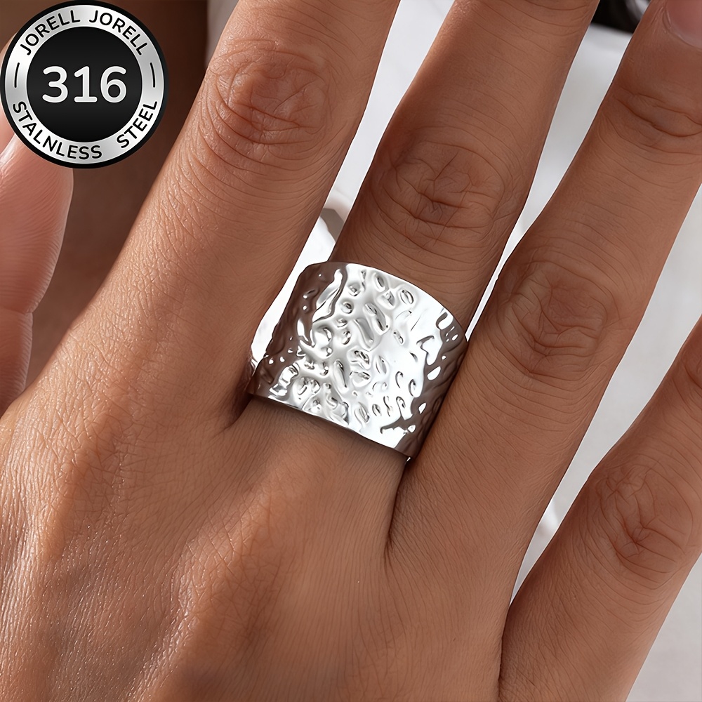 TEMU High-quality Stainless Steel Golden Open-end Ring, Hypoallergenic, Fade-resistant, Comfortable And Versatile, Simple And Elegant, A High-quality