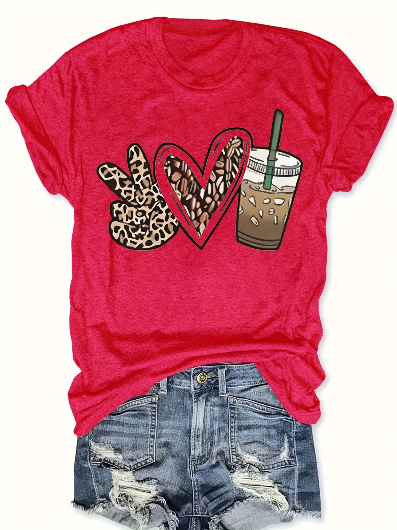 Graphic Print T shirt Plus Size Casual Crew Neck Short - Temu Australia