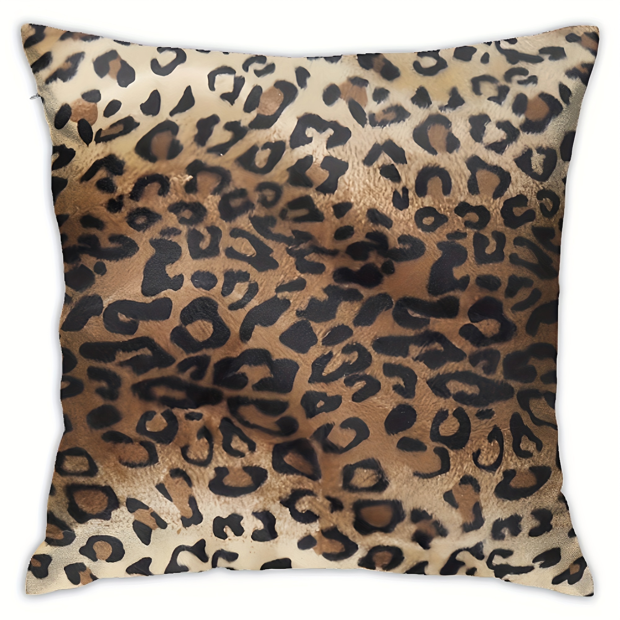 

1pc Throw Pillow Covers, Soft Plush Leopard Print Faux Fur Decorative Throw Pillow Covers For Home Couch Sofa, 18x18 Inch