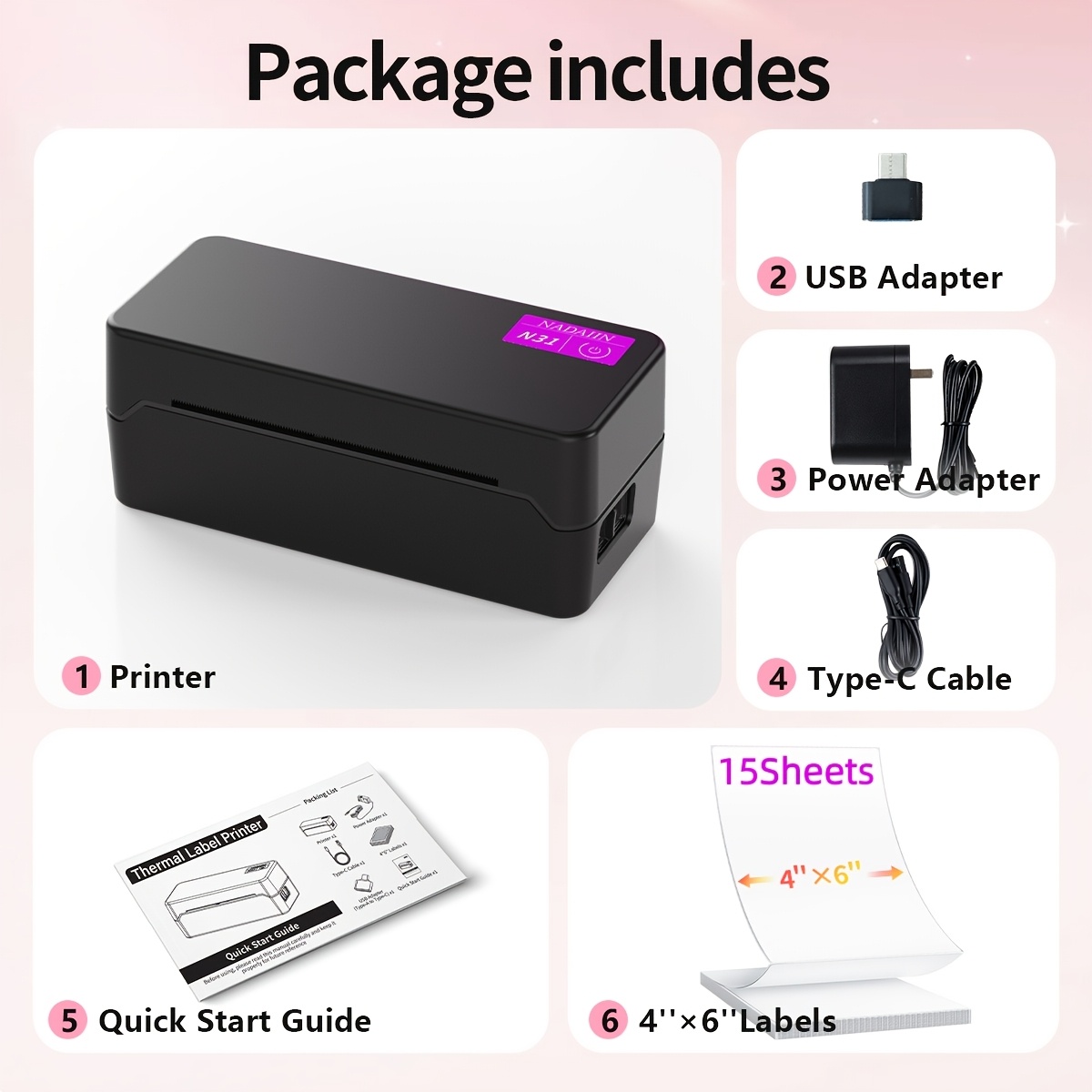 TEMU N31 Wireless Wireless Thermal Shipping Label Printer, High Speed Portable Barcode Maker & Sticker Printer For Small Business For Home Mailing