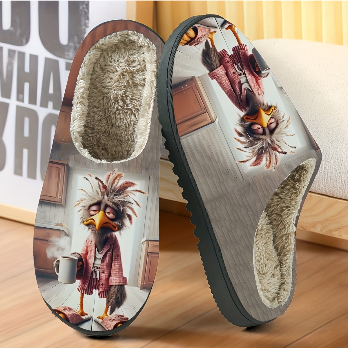 Image of New Winter Indoor Slippers, Thick And Warm, Featuring Cute Cartoon Designs, Comfortable And Stylish For Men At Home