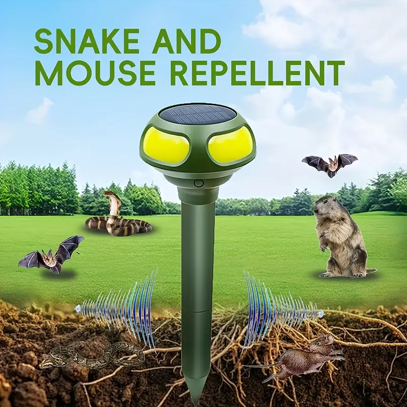 2 packs solar powered snake repellent suitable for outdoor courtyards it can drive away mice and cats squirrels rabbits raccoons and details 0