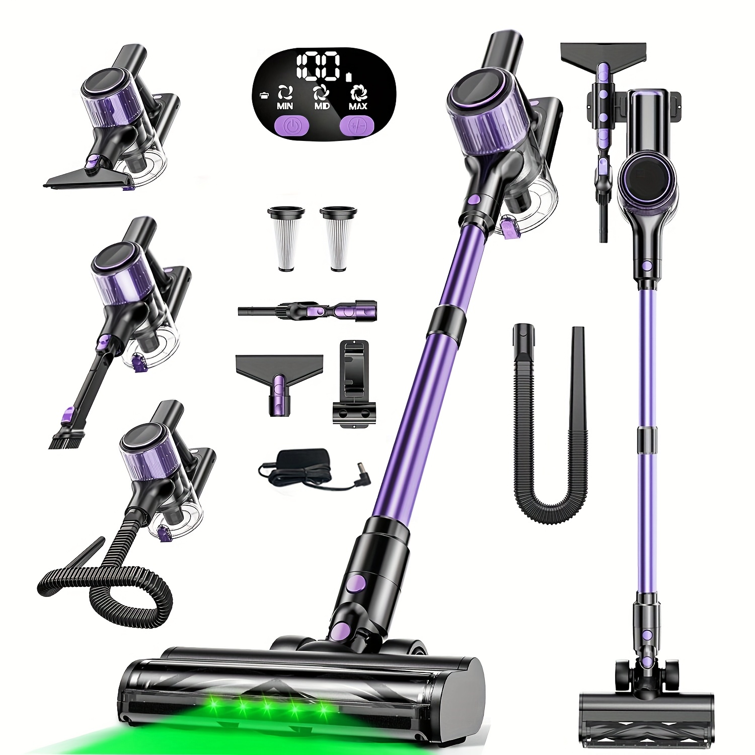 TEMU High Home Cordless Vacuum Cleaner, 10-in-1 Lightweight Cleaner, 3 Suction Modes, Long , With Upgraded Extra-long Hose, Anti- Brushes, For Hard