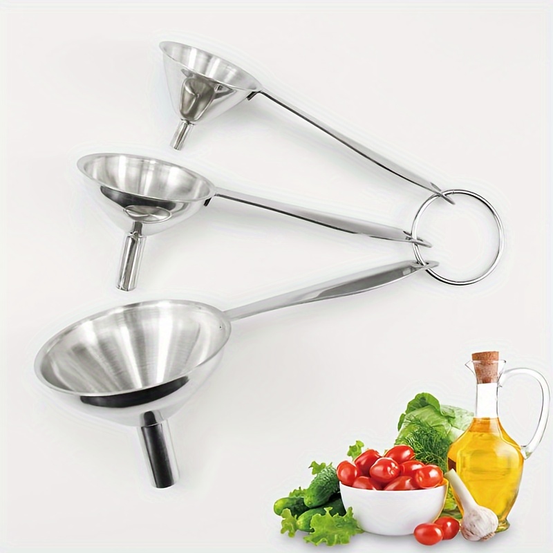 6pcs stainless steel funnel set with long handle and cleaning brushes kitchen oil pouring funnel for wine transfer   and easy to clean small to large sizes included details 7