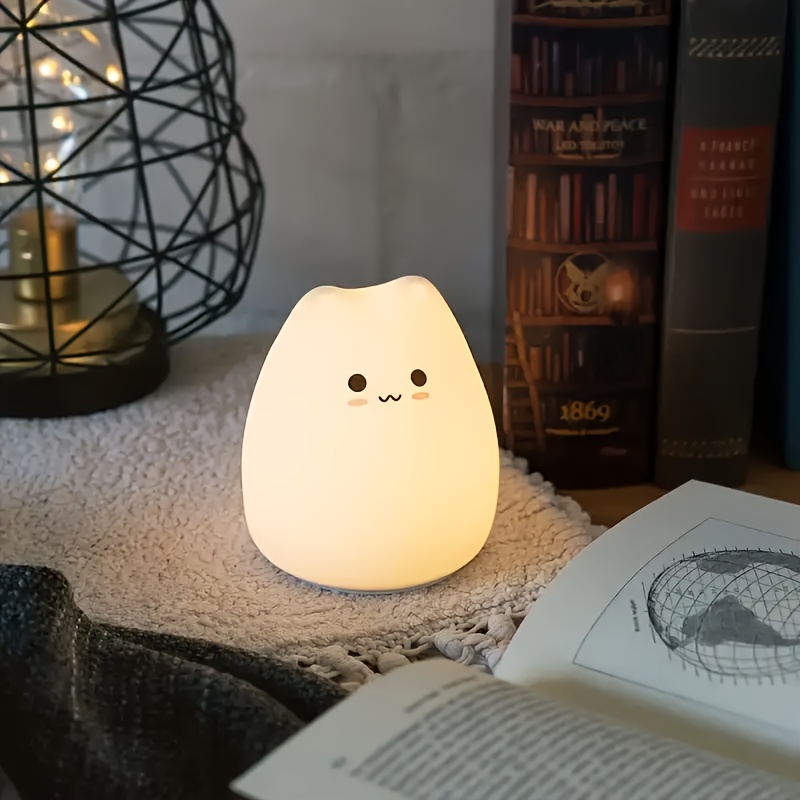 adorable cat night   activated usb powered bedside lamp with warm white multicolor   cute blush     room or cozy bedroom ambiance durable animal themed decor Product details 3