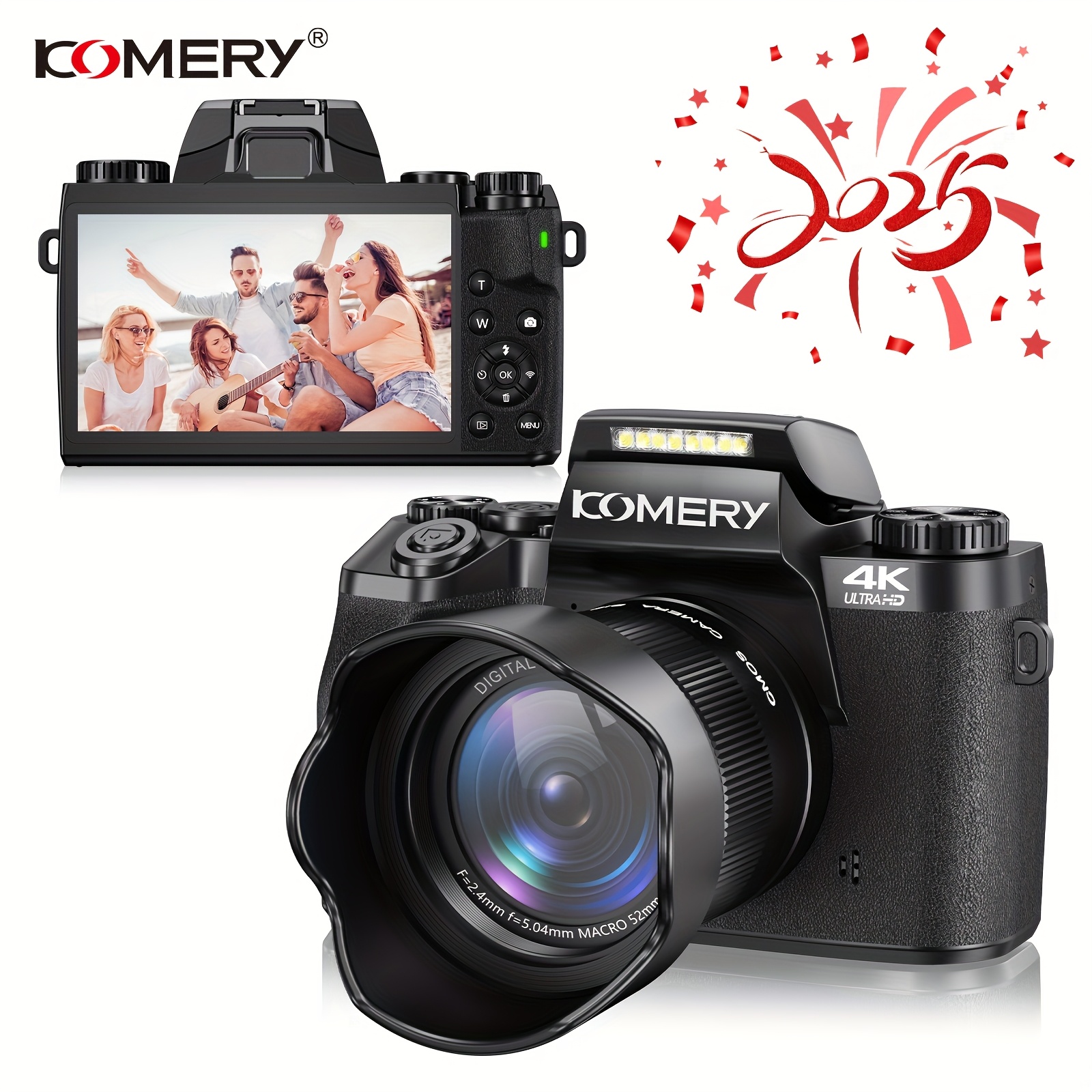 

Komery W5 Touch Screen Camera For Photography, 4k 64mp Vlogging Camera With 4.0-inch Hd Screen, 18x Digital , Lens With Lens Hood. With 2 Long-life Rechargeable Lithium Battery And 64gb Memory Card.