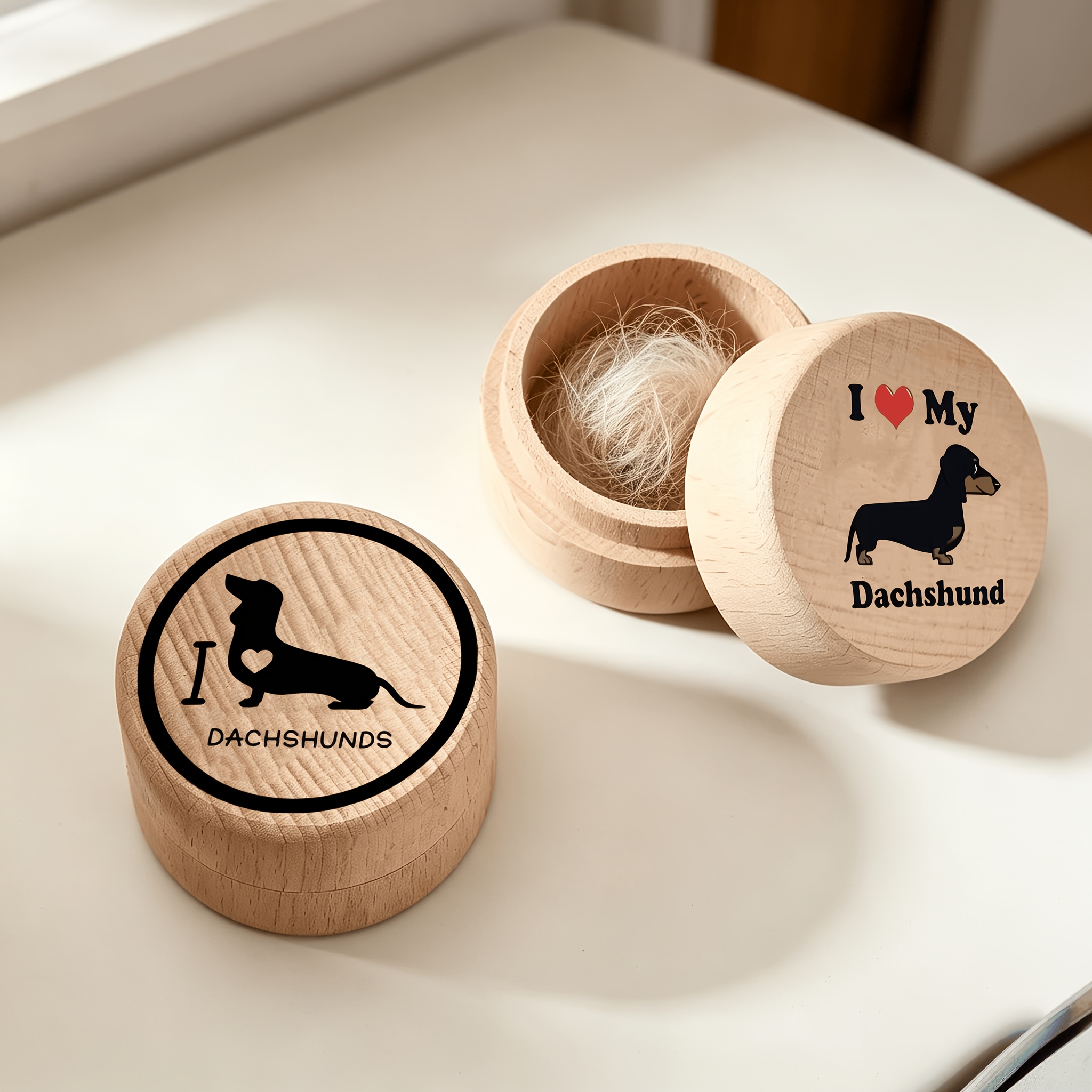 2pcs Sausage Dog Wooden Pet Commemorative Box