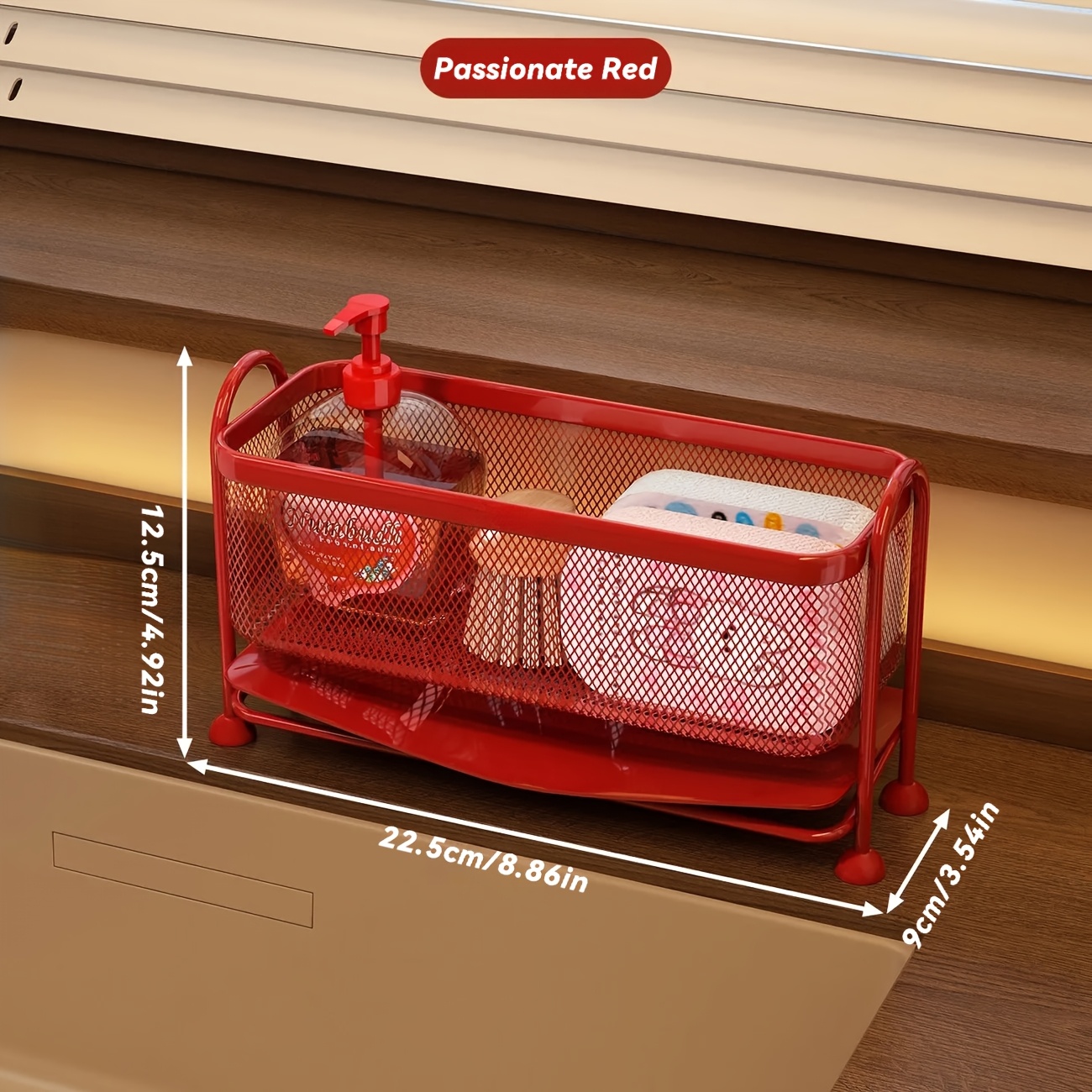 Compact Space- Durable Iron Kitchen Sink Organizer Rack | Sturdy Metal | Narrow Drain Rack For Sponges, Dishcloths & Cleaning Supplies | Compact Counter Storage For Small Sinks |retro- Must-have