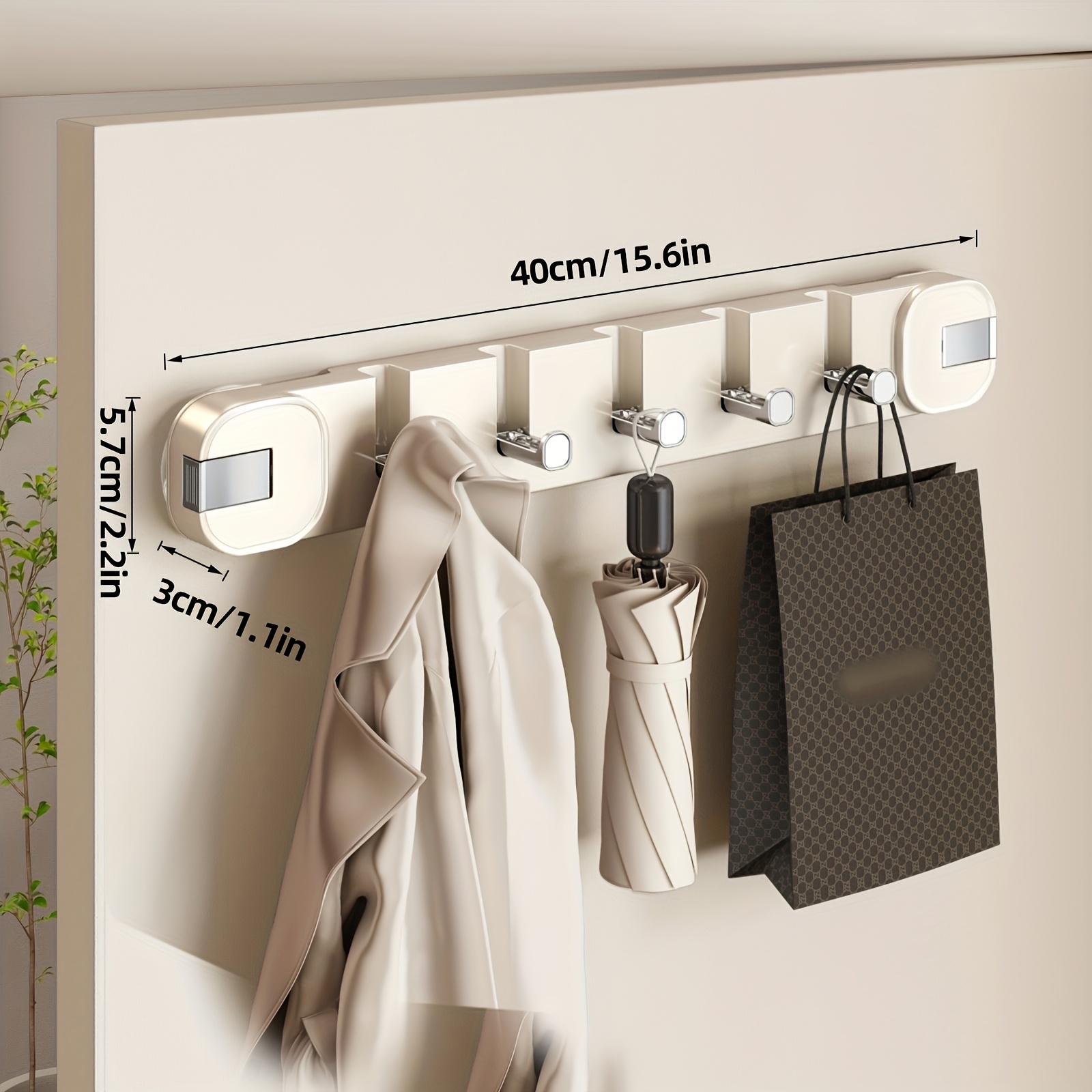 Modern Wall-mounted Suction Cup Hook Holder With Hidden Hooks - , No Drilling Required, Seamless Disassembly - Foldable Plastic Storage Box, Suitable For Home Decor, Entrance Or Bathroom