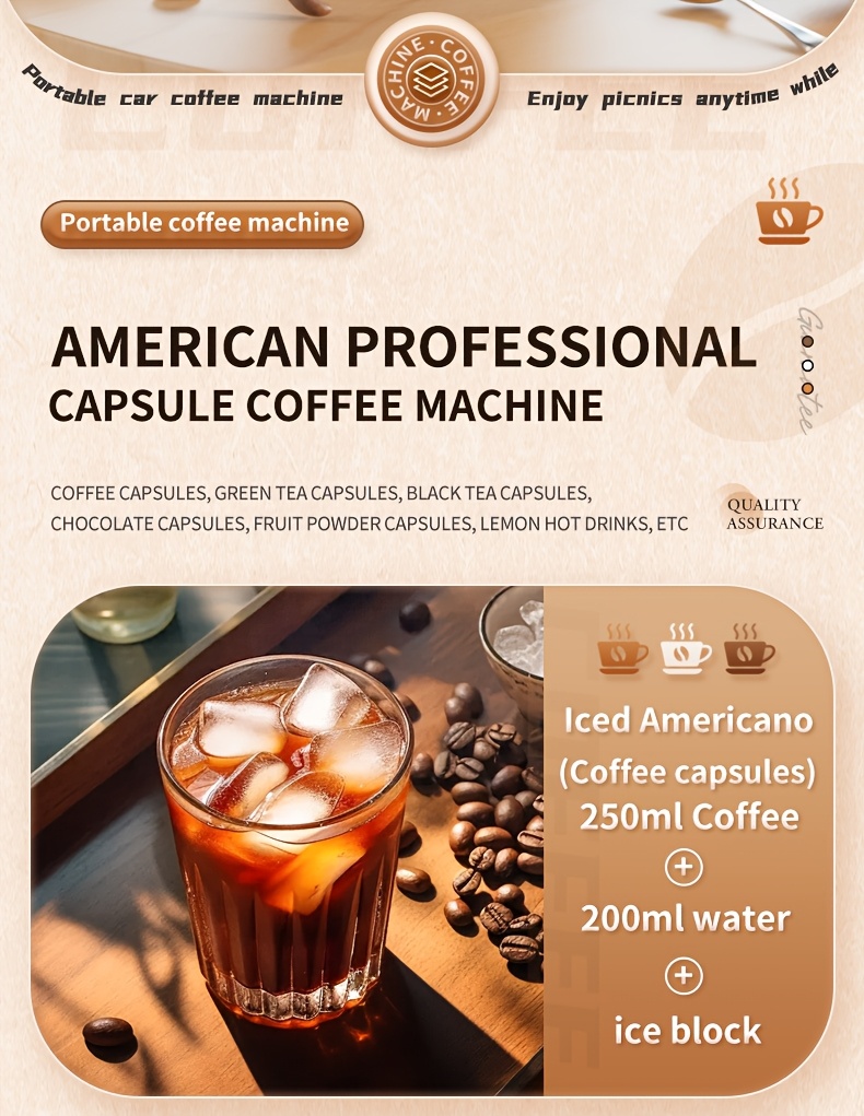 2in 1 portable coffee machine compact and rechargeable compatible with coffee powder and capsules convenient operation camping no heating function details 15