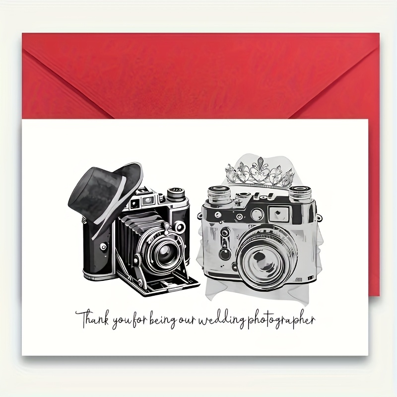 1pc Wedding Photographer Thank You Card | Hat And Camera Design, Appreciation For Our Special Moments, Includes Envelope