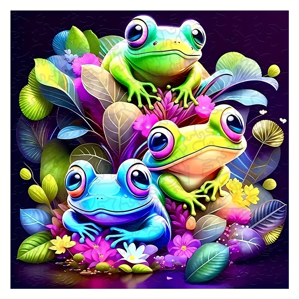 

Vibrant Frog For Adults – Colorful Wooden Puzzle With Whimsical , Perfect Birthday Gift For , Plywood Material, Mixed Colors, Frog Decor