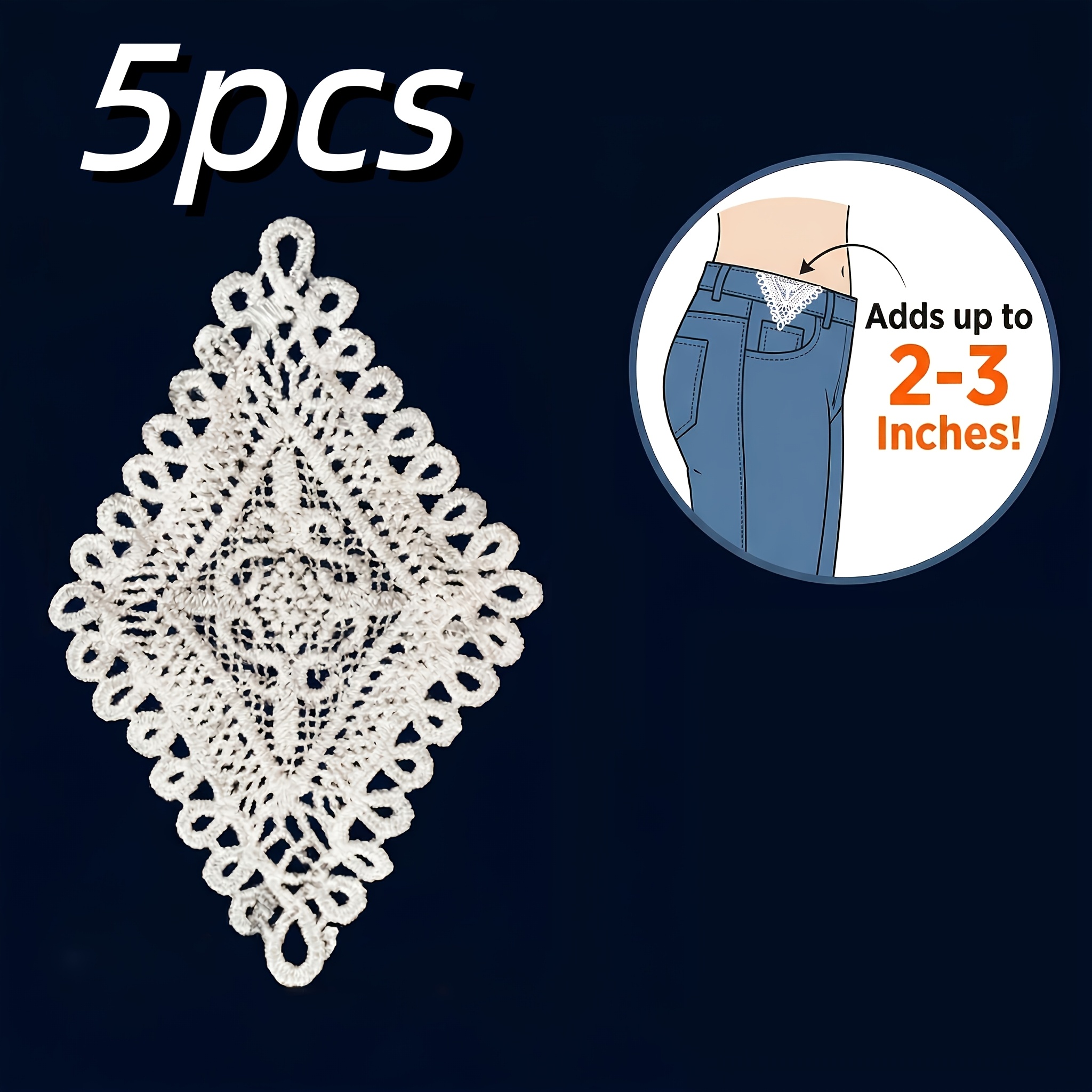 TEMU 5pcs Bohemian Embroidered Flower Patches, Hand-sewn Jeans And Skirt Waistband Extender - Waist Reduction To Enlargement, High-quality Thickened
