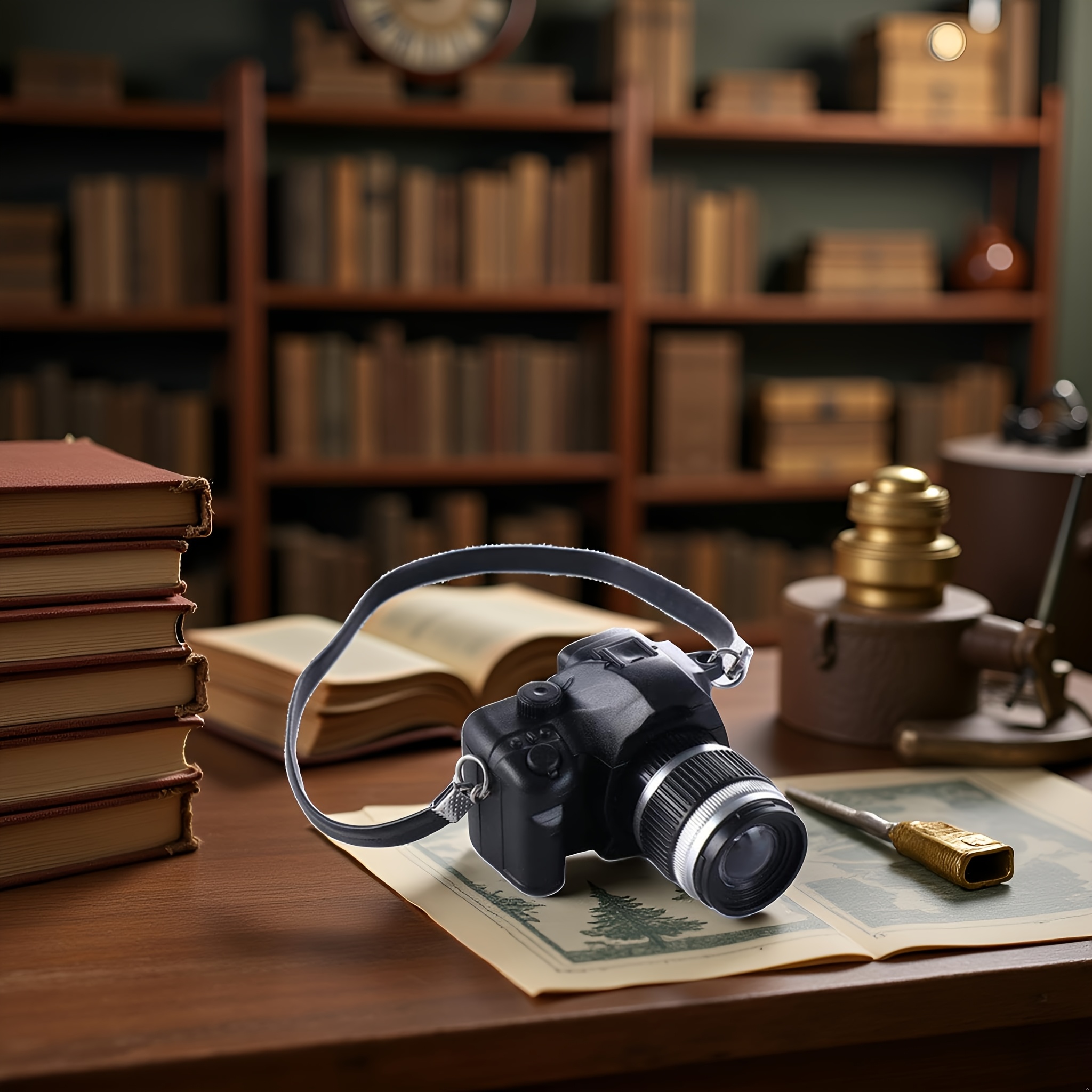 Image of 1pc 1:4 Scale Mini Camera Prop Ornament Vintage Camera Model, Miniature Digital Camera Mini Decoration Additions Photography Props Ornament