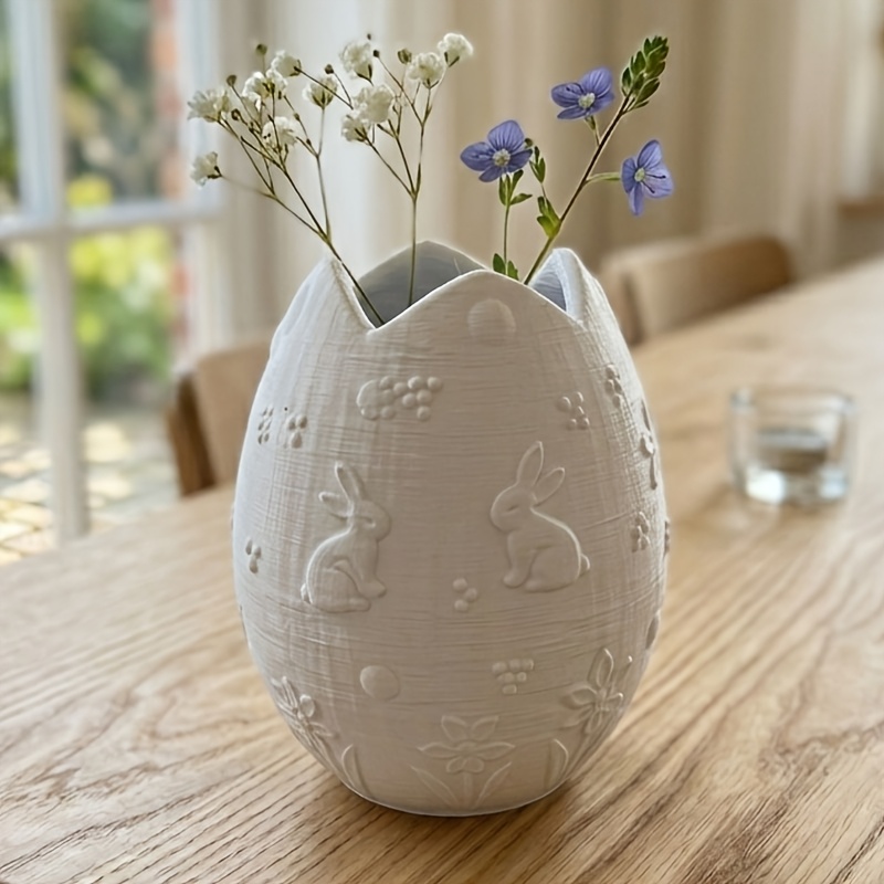 1pc Spring Easter Decorative Vase. Exquisite 3d Relief And Garden Decor Vase