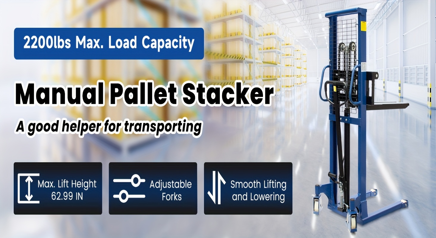 manual hydraulic pallet stacker 2200lbs capacity 63 lift fixed legs Product details 0