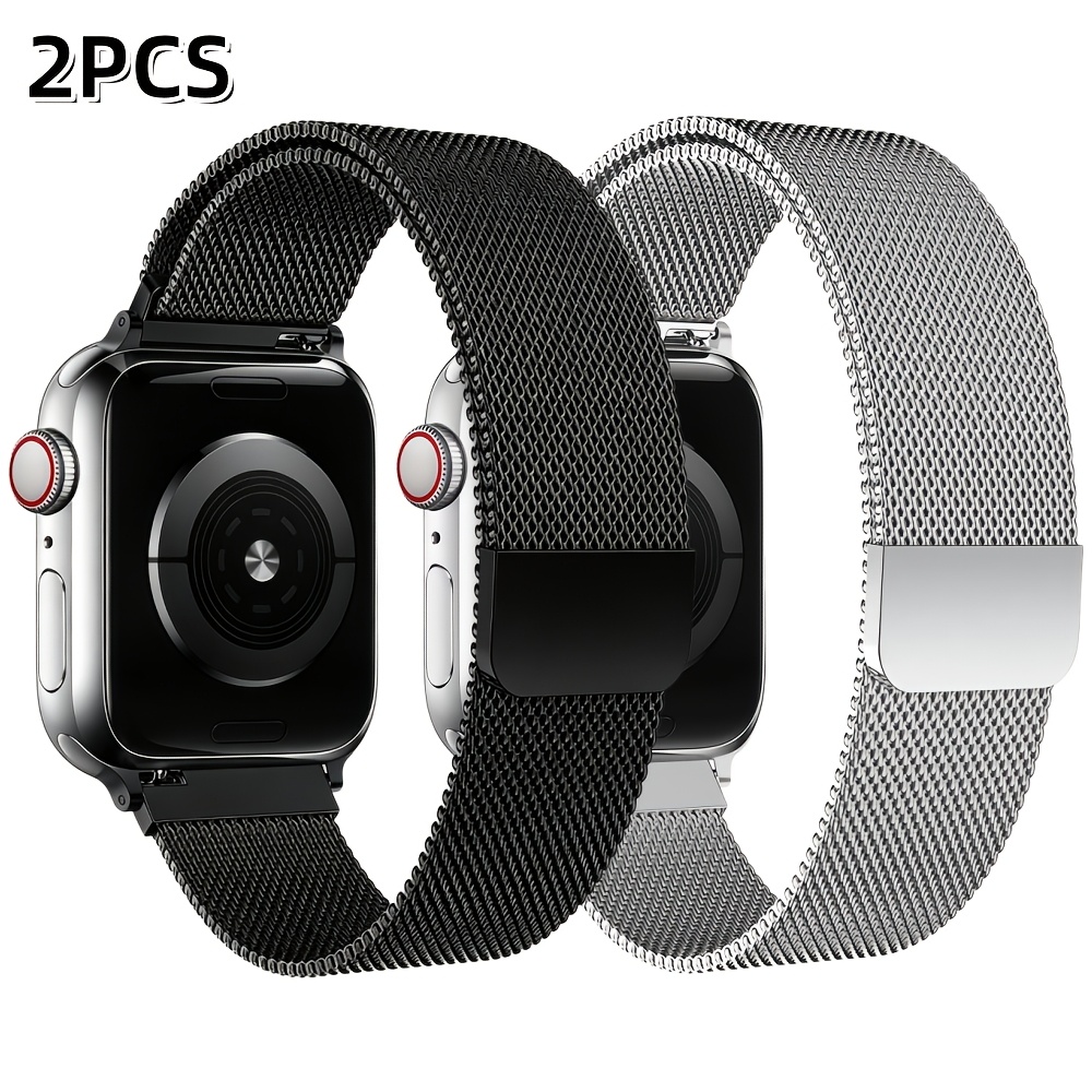 TEMU 2pcs Milanese Loop Band, Stainless Steel Milanese Mesh Strap For Watch - Exquisite Mesh Band With Magnetic Clasp - Compatible With Series